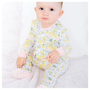 Magnetic Me - Floral/citrus Baby Onesie with Pink and Yellow Accents